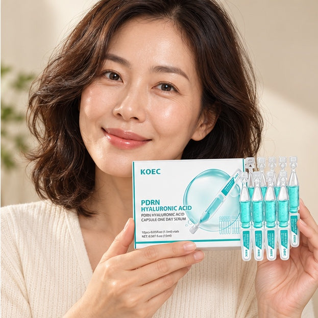KOEC PDRN Hyaluronic Acid Capsule One Day Serum — 10 × 1.5 ml — model holding product