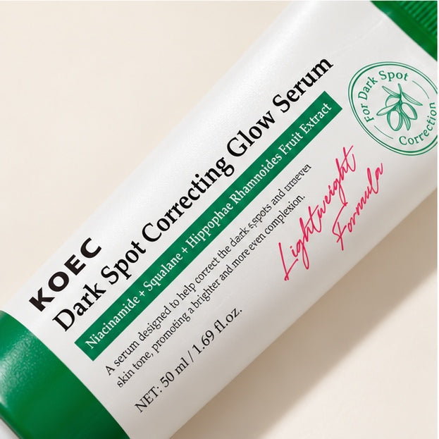 KOEC Dark Spot Correcting Glow Serum — 50 ml — label closeup