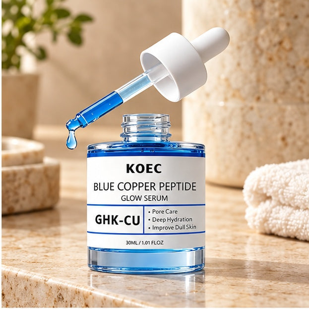 KOEC Blue Copper Peptide Glow Serum — 30 ml — editorial product photo