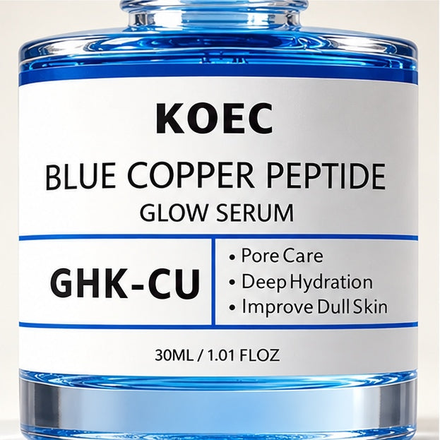 KOEC Blue Copper Peptide Glow Serum — 30 ml — label closeup