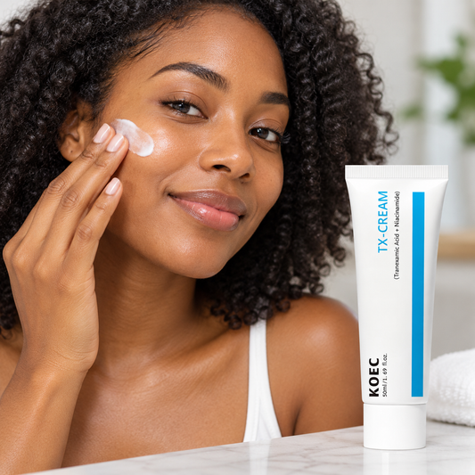 KOEC TX Cream — 50 ml — adult model applying product