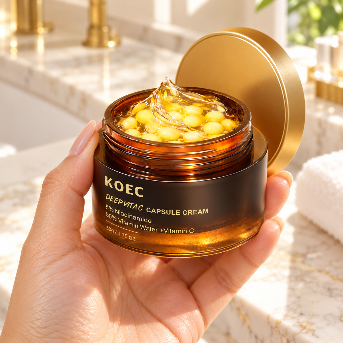 KOEC Deep Vita C Capsule Cream — 50 g — package in hand