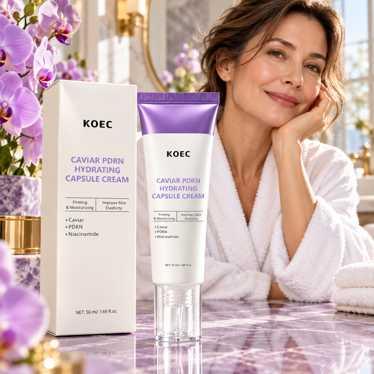 KOEC Caviar PDRN Hydrating Capsule Cream — Niacinamide, 50 ml — lifestyle view 2