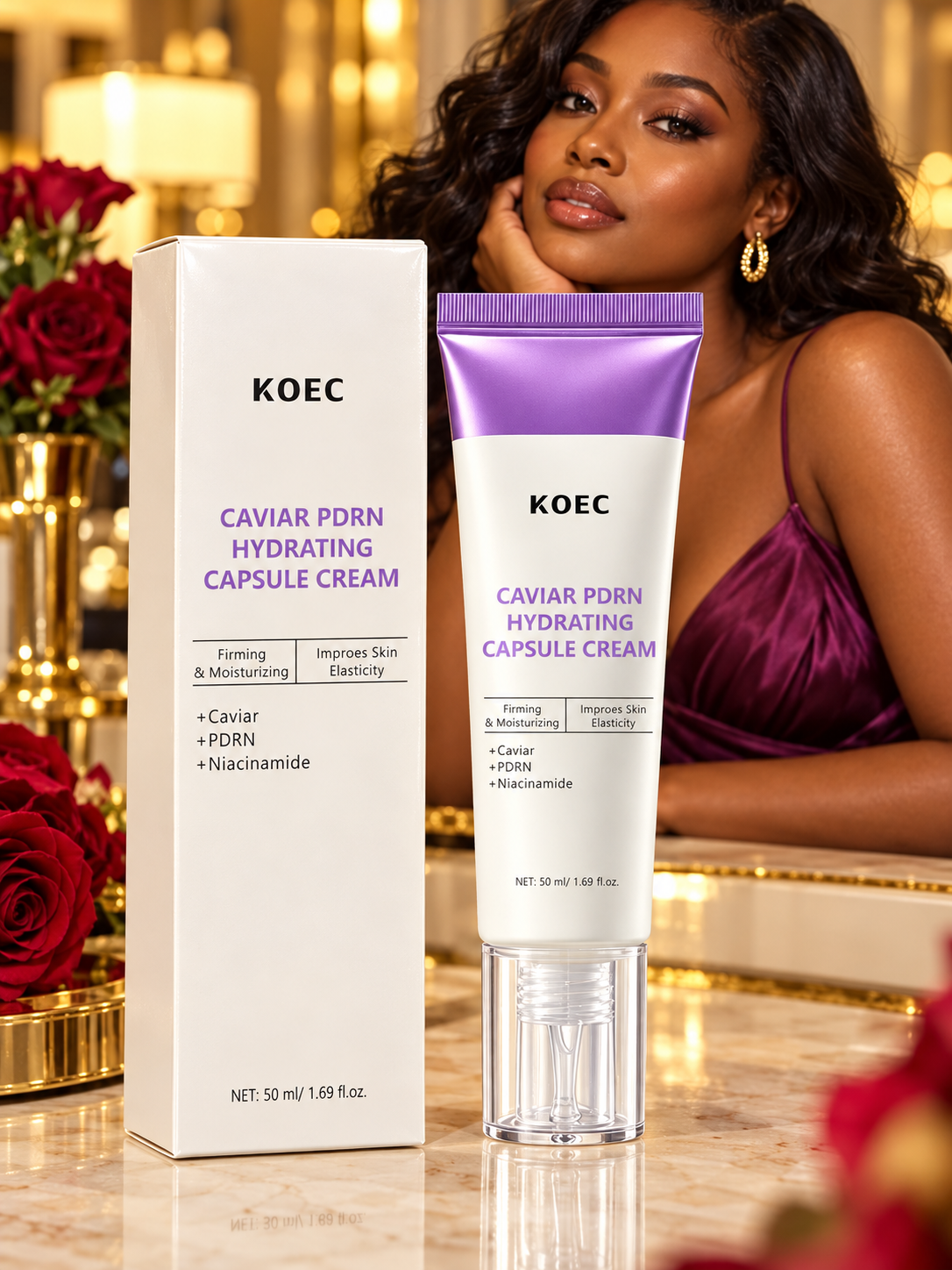 KOEC Caviar PDRN Hydrating Capsule Cream — Niacinamide, 50 ml — lifestyle view 3