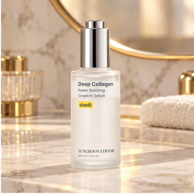 Sungboon Editor Deep Collagen Power Boosting Cream In Serum — 30 ml — bathroom product scene