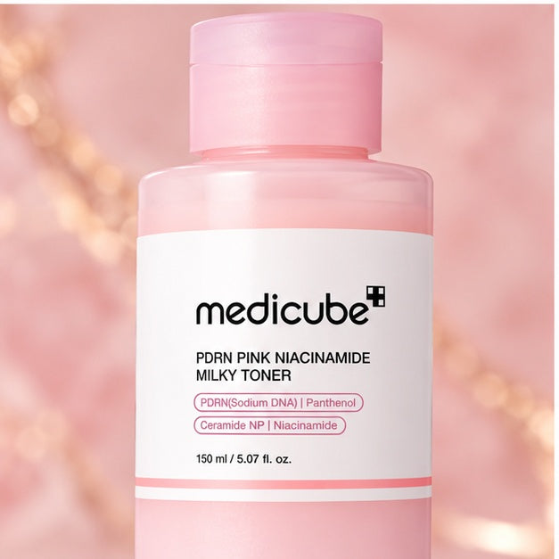 Medicube PDRN Pink Niacinamide Milky Toner — 150 ml — front packaging detail