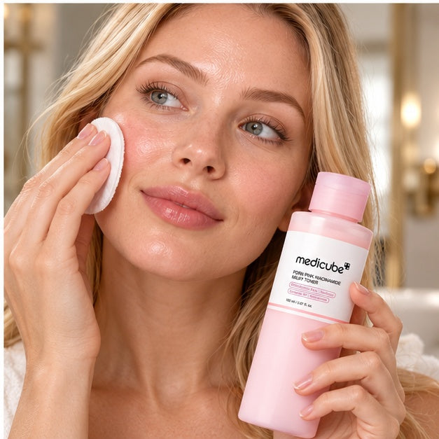 Medicube PDRN Pink Niacinamide Milky Toner — 150 ml — adult using the product