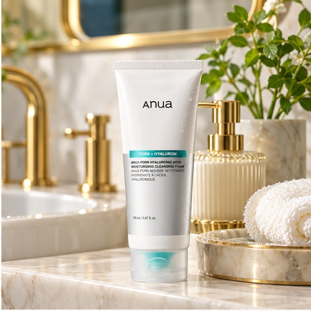ANUA PDRN + Hyaluron Moisturizing Cleansing Foam — 150 ml — bathroom product scene