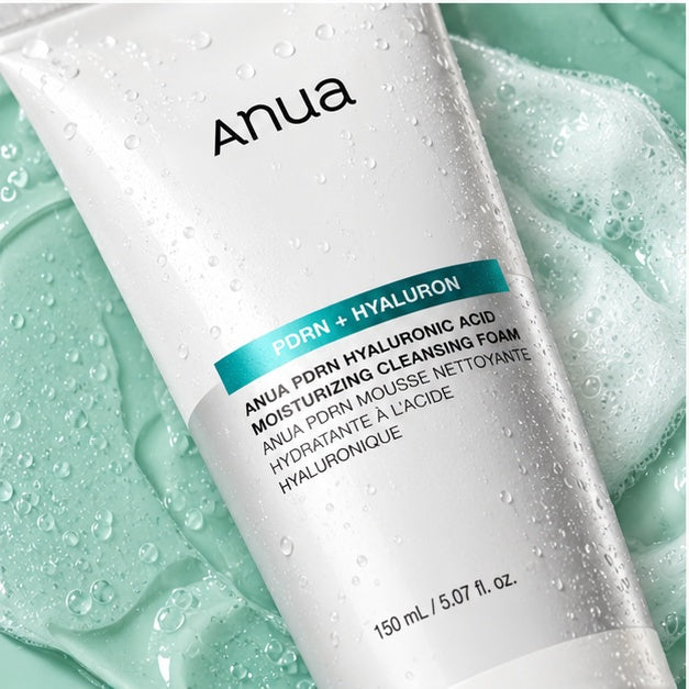 ANUA PDRN + Hyaluron Moisturizing Cleansing Foam — 150 ml — front packaging detail