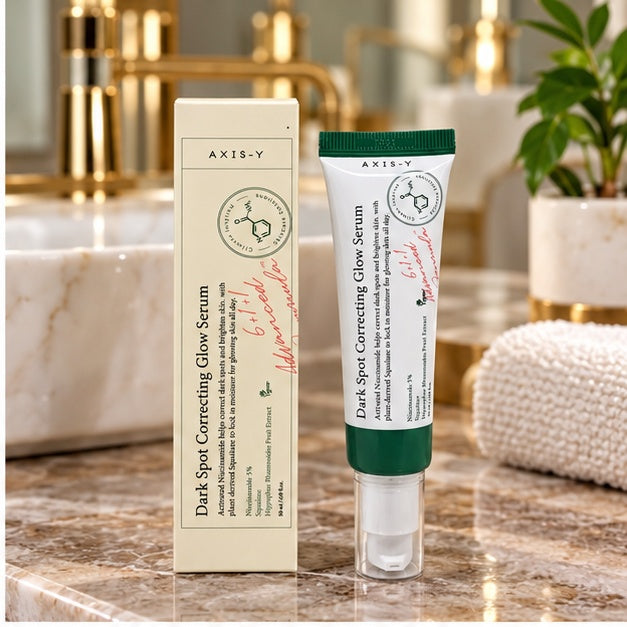 AXIS-Y Dark Spot Correcting Glow Serum — 50 ml — bathroom product scene