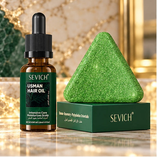 SEVICH Usman Hair Oil & Shampoo Bar Set — 30 ml + 120 g — product portrait