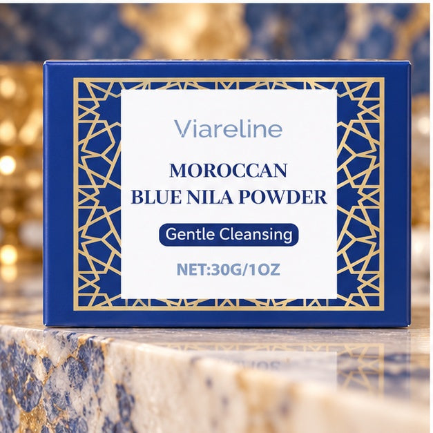 Viareline Moroccan Blue Nila Powder — 30 g — front packaging detail