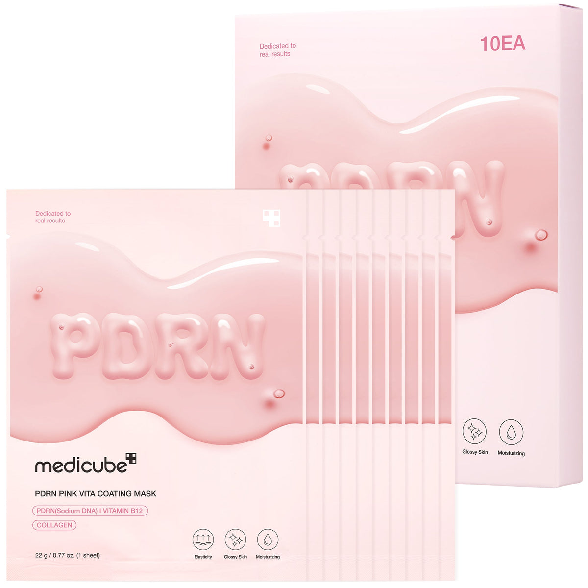 Medicube PDRN Pink Vita Coating Sheet Mask, 10-sheet box, official product photograph