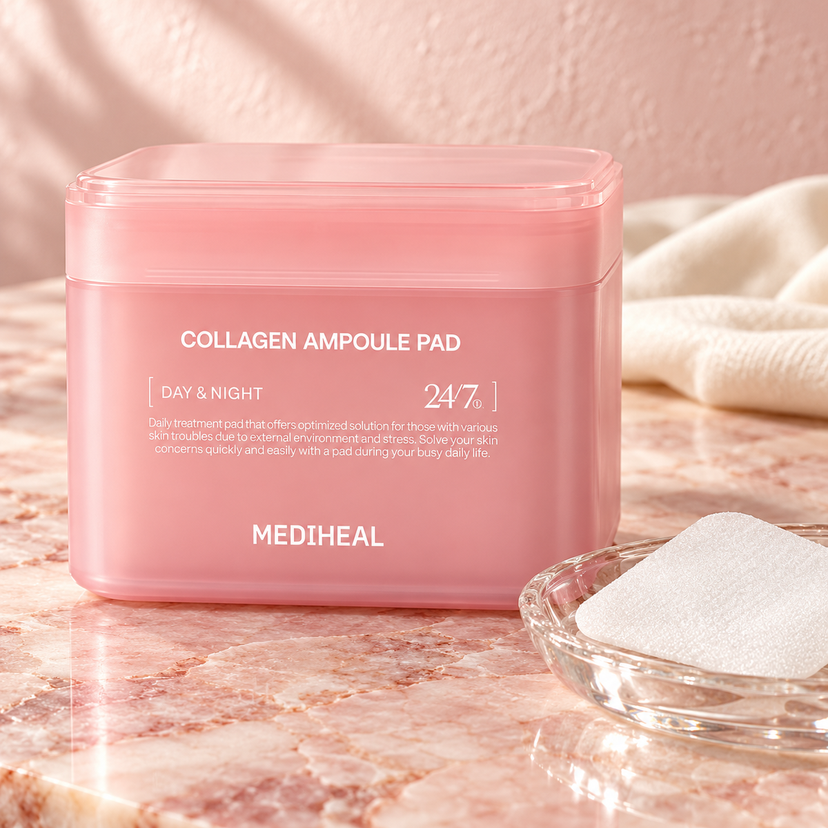MEDIHEAL Collagen Ampoule Pad, one 100-pad jar