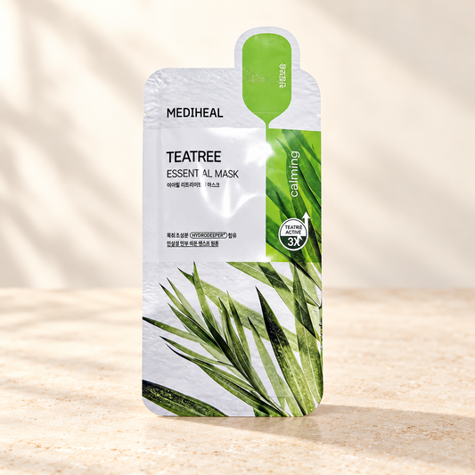 MEDIHEAL Teatree Essential Mask, original silver and green 3X packet