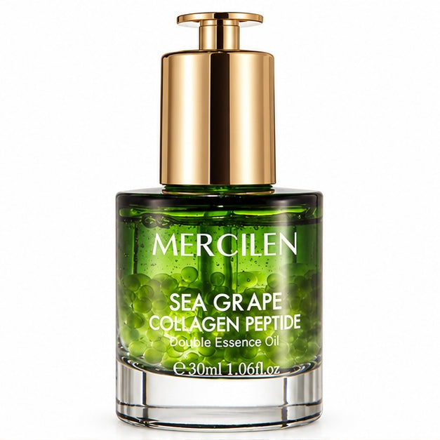 MERCILEN Sea Grape Collagen Peptide Double Essence Oil — label closeup