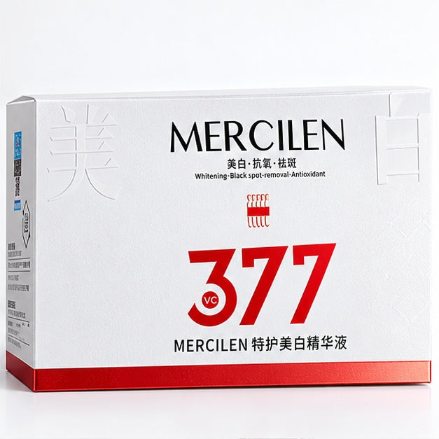 MERCILEN 377 VC Special Care Whitening Essence — label closeup