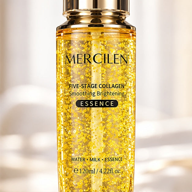 MERCILEN Five-Stage Collagen Smoothing Brightening Essence — label closeup