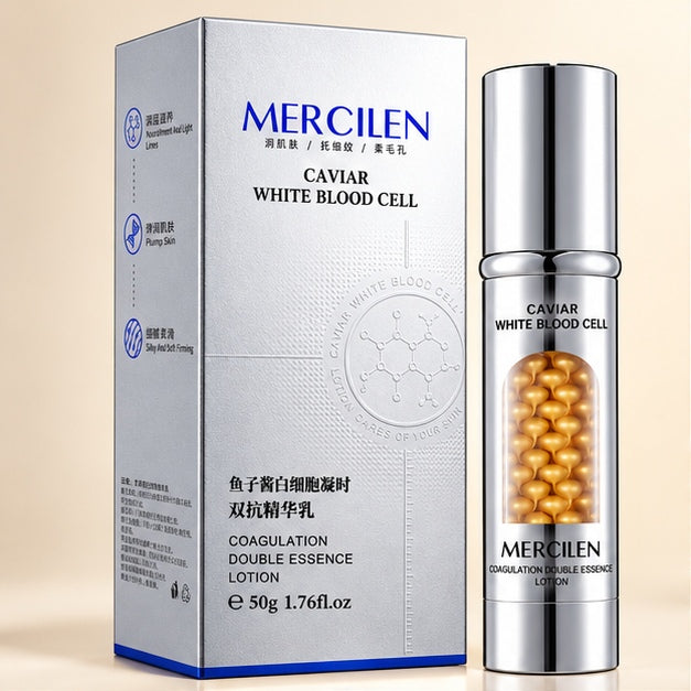 MERCILEN Caviar White Blood Cell Coagulation Double Essence Lotion — 50 g — clear front packaging