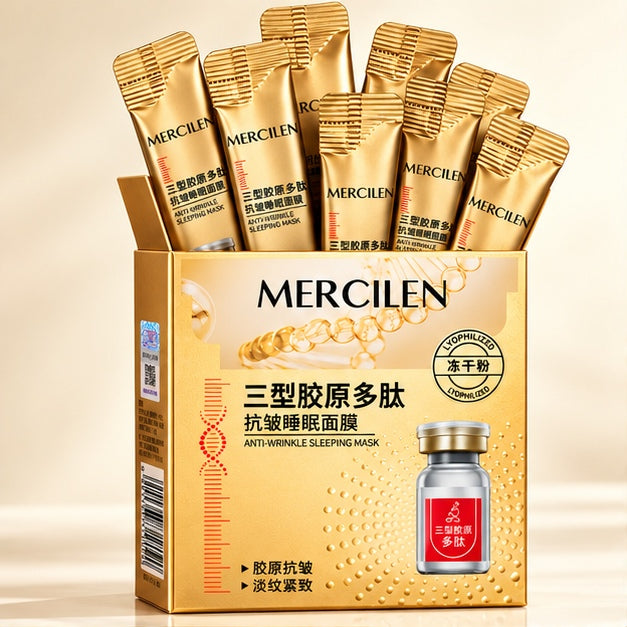 MERCILEN Type III Collagen Polypeptide Anti-Wrinkle Sleeping Masks — 20 × 4 g — clear front packaging