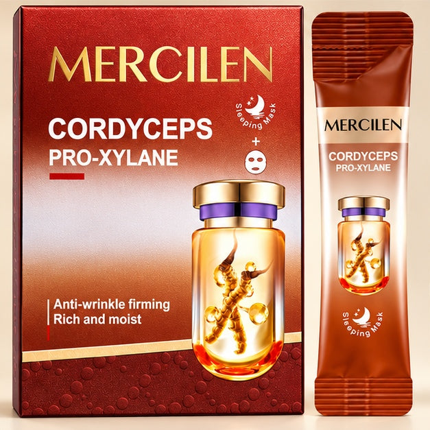 MERCILEN Cordyceps Pro-Xylane Sleeping Masks — 20 × 4 g — label detail