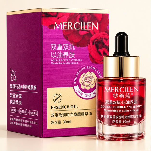 MERCILEN Double Rose Essence Oil — 30 ml — clear front packaging