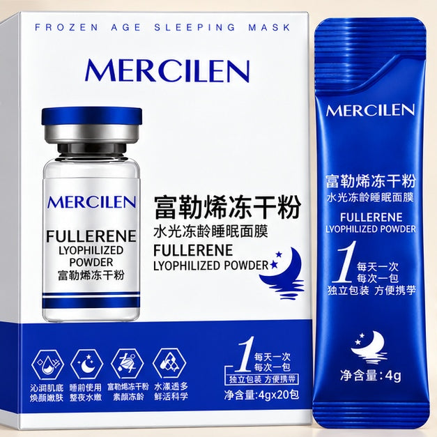 MERCILEN Fullerene Lyophilized Powder Sleep Masks — 20 × 4 g — label detail