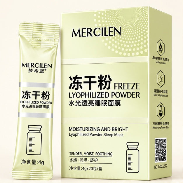 MERCILEN Freeze Lyophilized Powder Sleep Masks — 20 × 4 g — clear front packaging