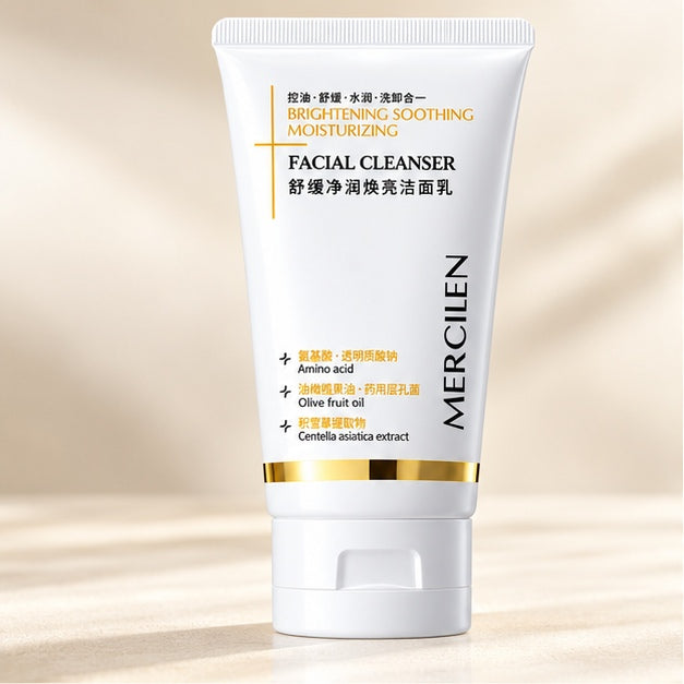 MERCILEN Facial Cleanser — Brightening, Soothing & Moisturizing — clear front packaging