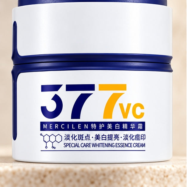 MERCILEN 377 VC Special Care Whitening Essence Cream — 50 g — label detail