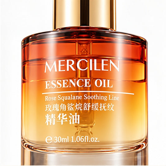 MERCILEN Rose Squalane Soothing Line Essence Oil — label closeup