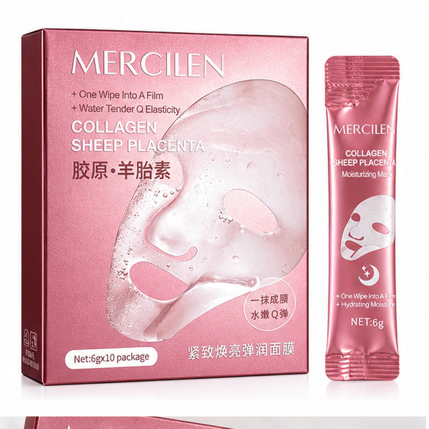 MERCILEN Collagen Sheep Placenta Moisturizing Masks, 10 × 6 g
