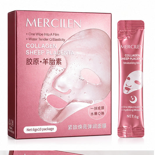 MERCILEN Collagen Sheep Placenta Moisturizing Masks, 10 × 6 g