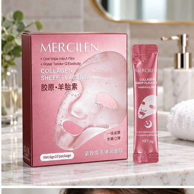 MERCILEN Collagen Sheep Placenta Moisturizing Masks, 10 × 6 g