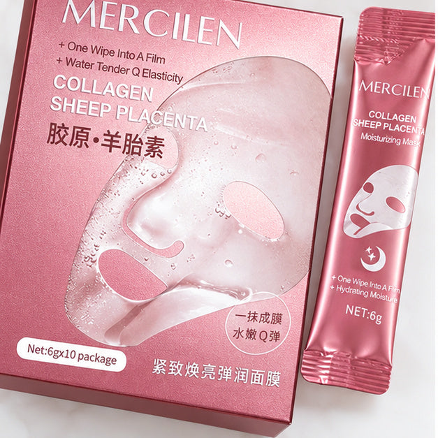 MERCILEN Collagen Sheep Placenta Moisturizing Masks, 10 × 6 g