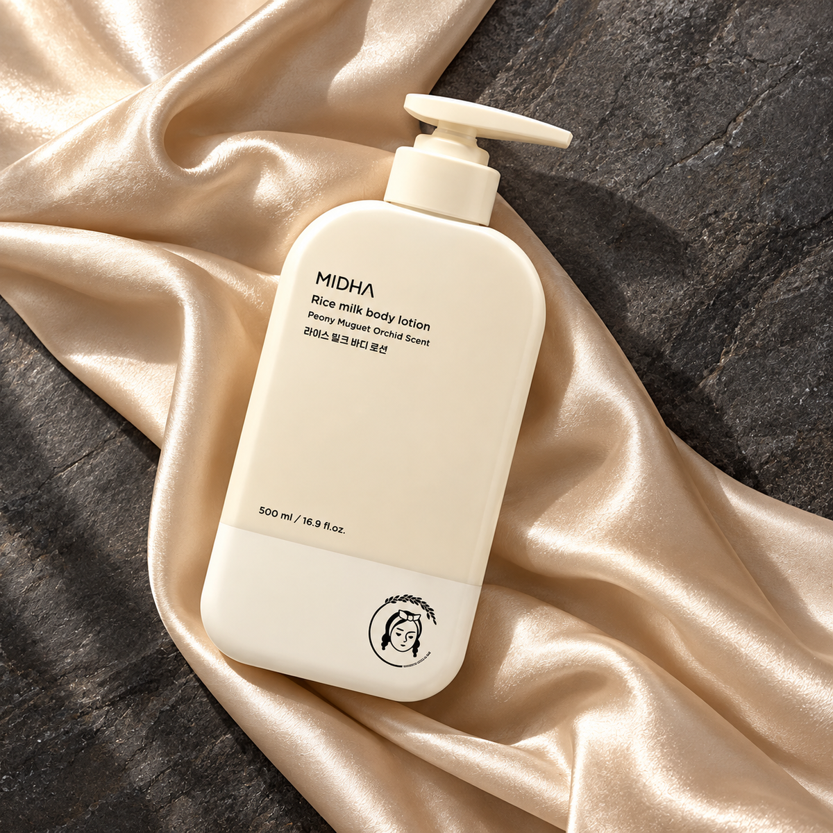 MIDHA Rice Milk Body Lotion 500 ml — bottle detail