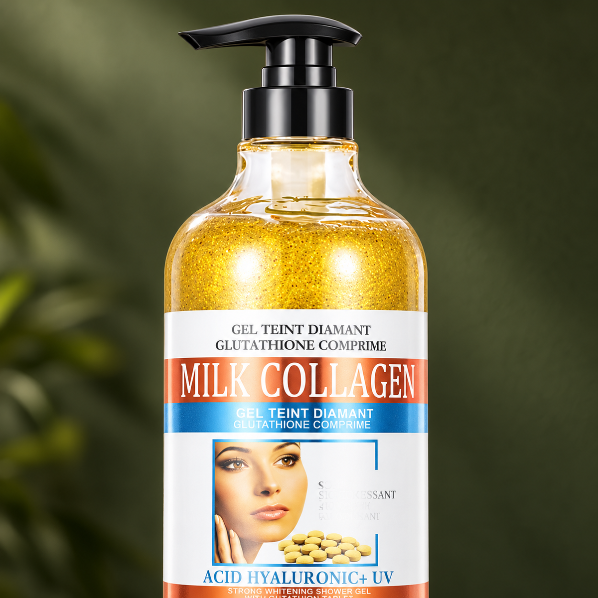 Milk Collagen Shower Gel pump and front label detail