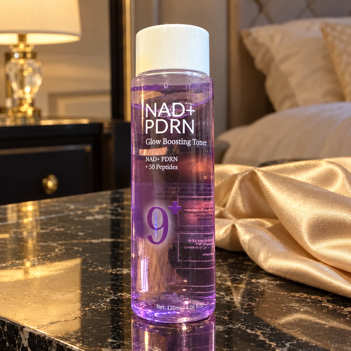 9+ NAD+ PDRN Glow Boosting Toner120ml — actual bottle detail