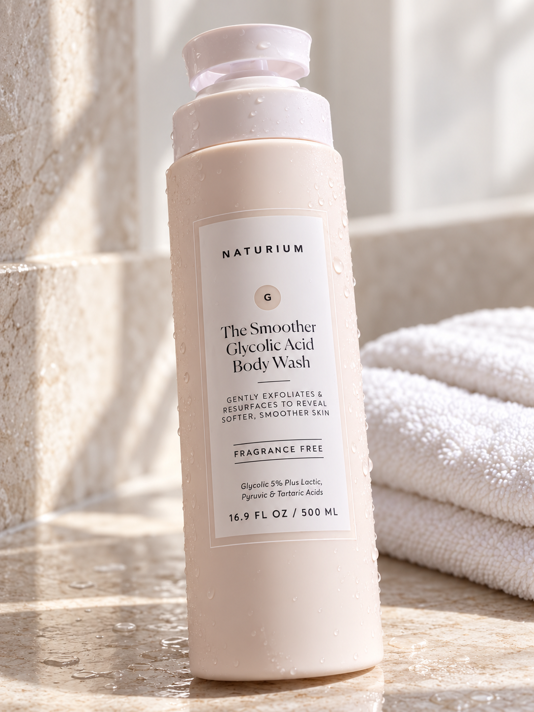 NATURIUM The Smoother Glycolic Acid Body Wash 500 ml packaging detail