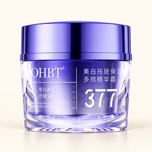OHBT 377 cream jar on a warm ivory background
