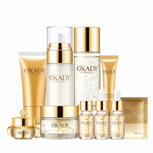 OKADY 24K Gold Polypeptide Skincare Set on a clean white background