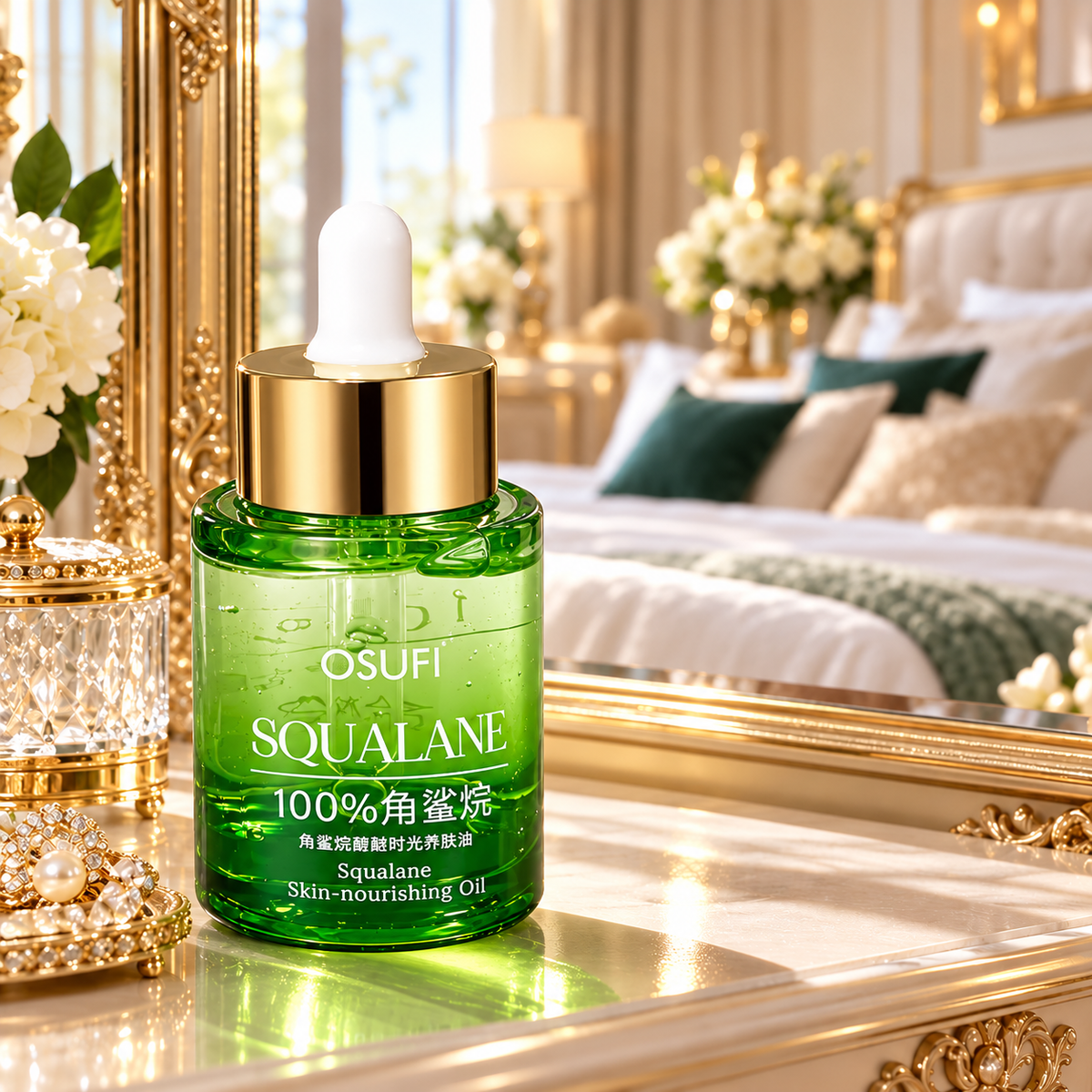 OSUFI Squalane Skin-Nourishing Oil in a luxurious product-only setting