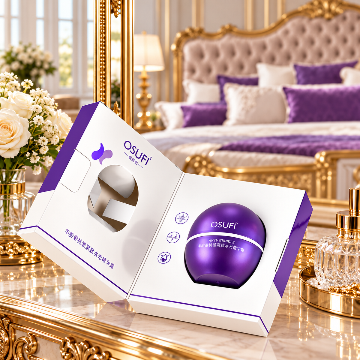 OSUFI Sheep Placenta Anti-Wrinkle Cream in a luxurious product-only setting