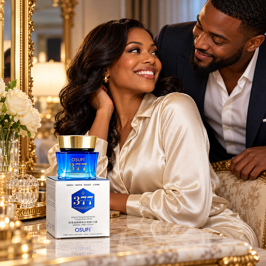 OSUFI 377 Facial Cream — adult couple by a dresser