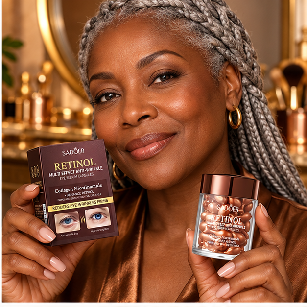 SADOER Retinol Multi-Effect Eye Serum Capsules with model