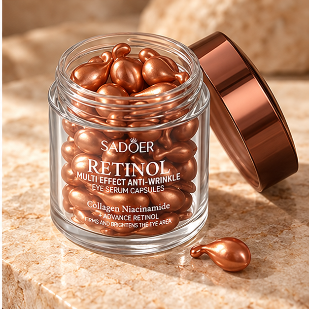 SADOER Retinol Multi-Effect Eye Serum Capsules open jar detail