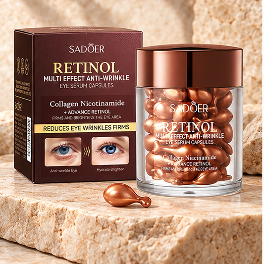 SADOER Retinol Multi-Effect Eye Serum Capsules on stone