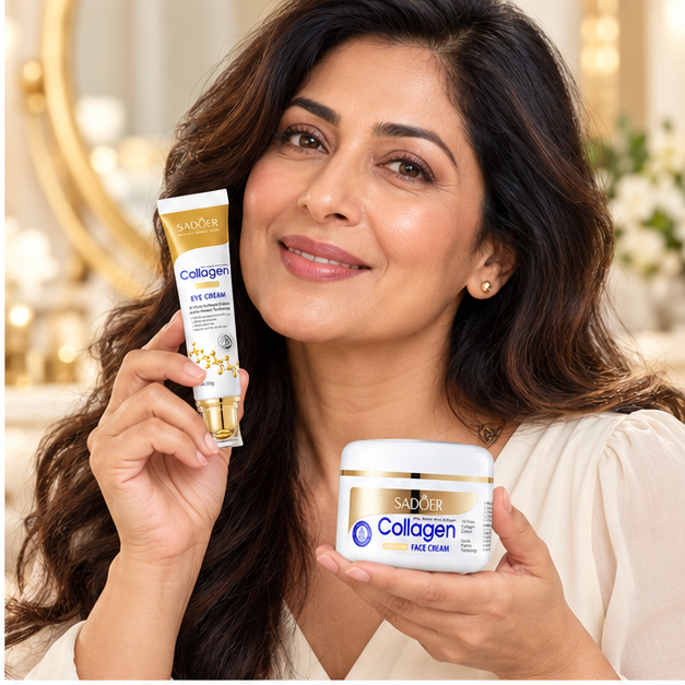 SADOER Collagen Eye and Face Cream set with model