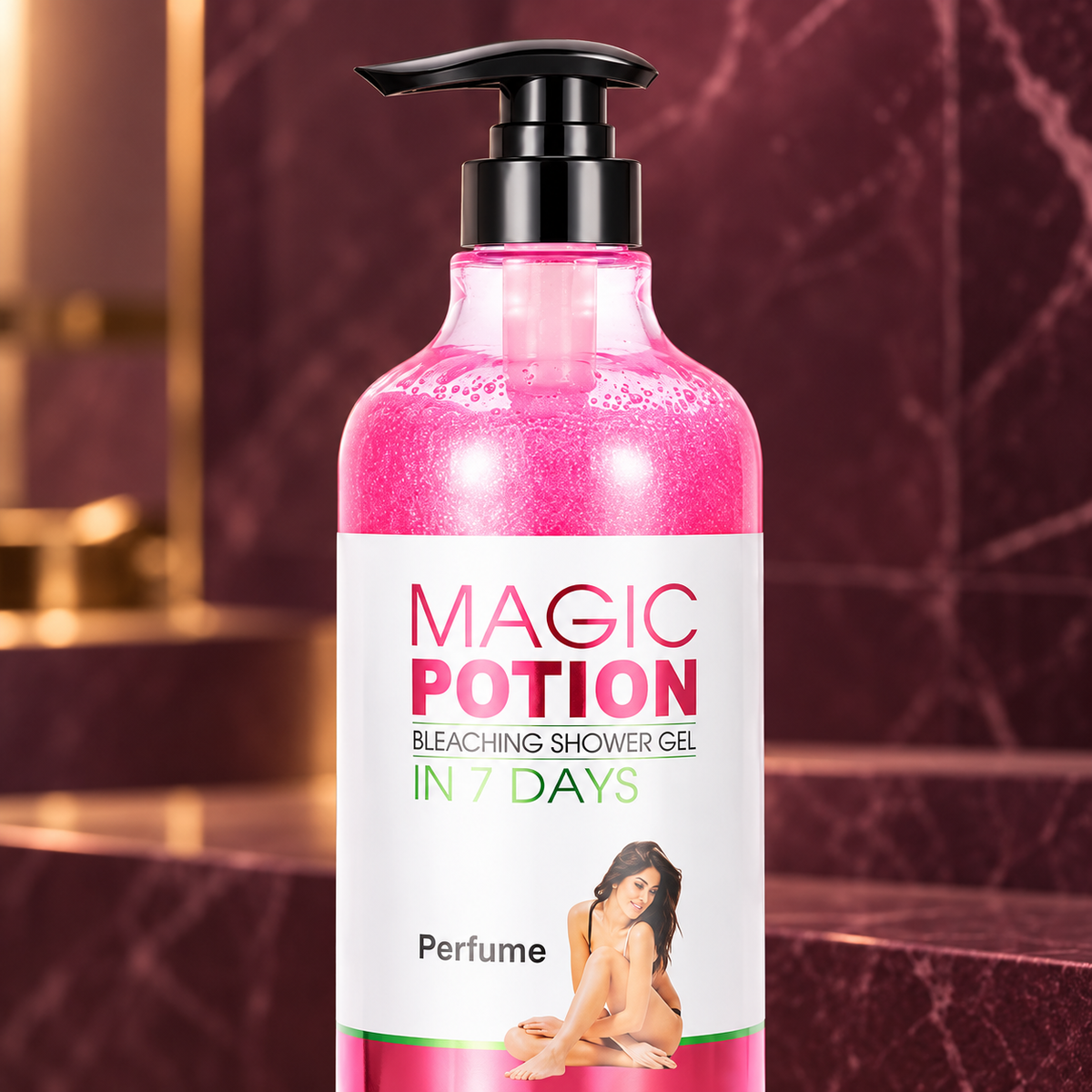 Magic Potion Perfume Shower Gel pump and front label detail