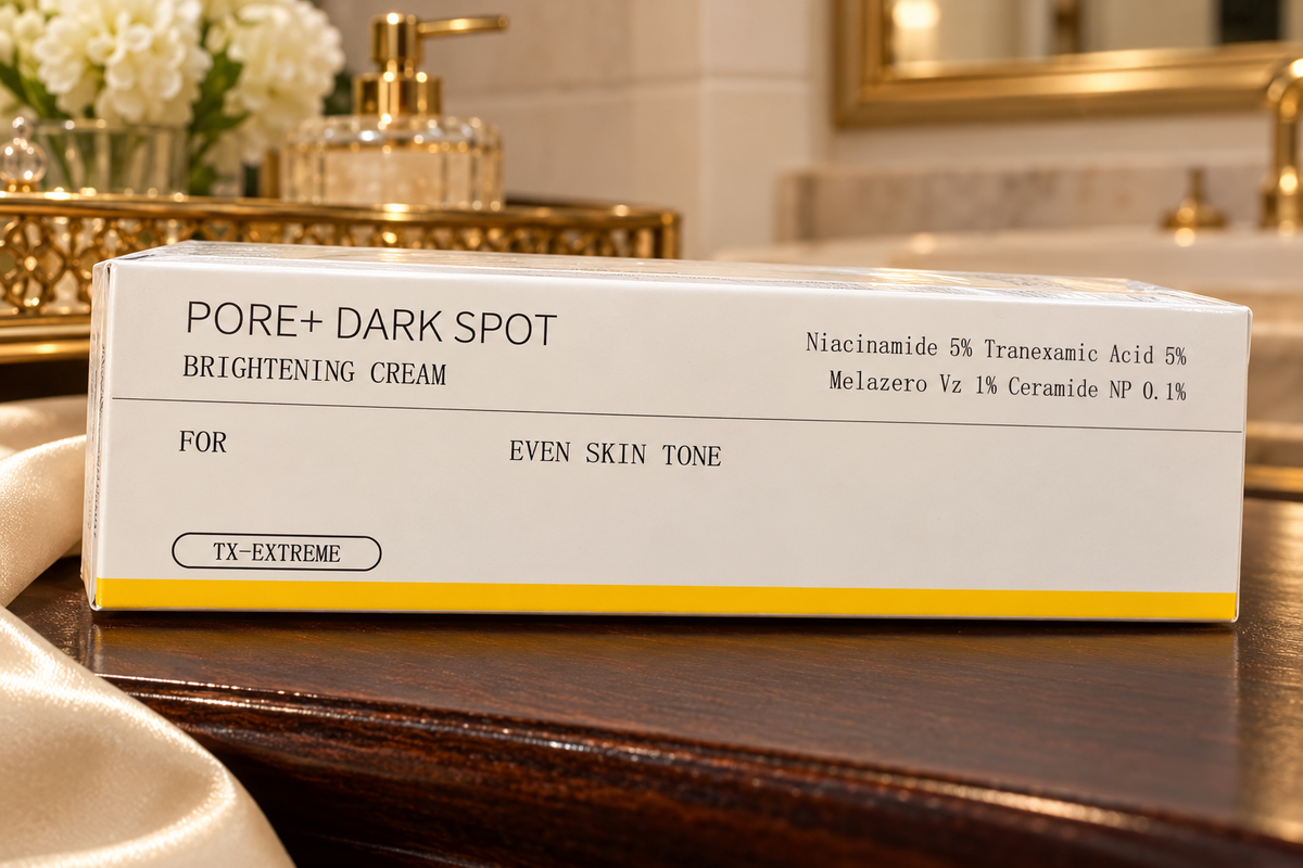 Pore + Dark Spot Brightening Cream — actual carton label detail